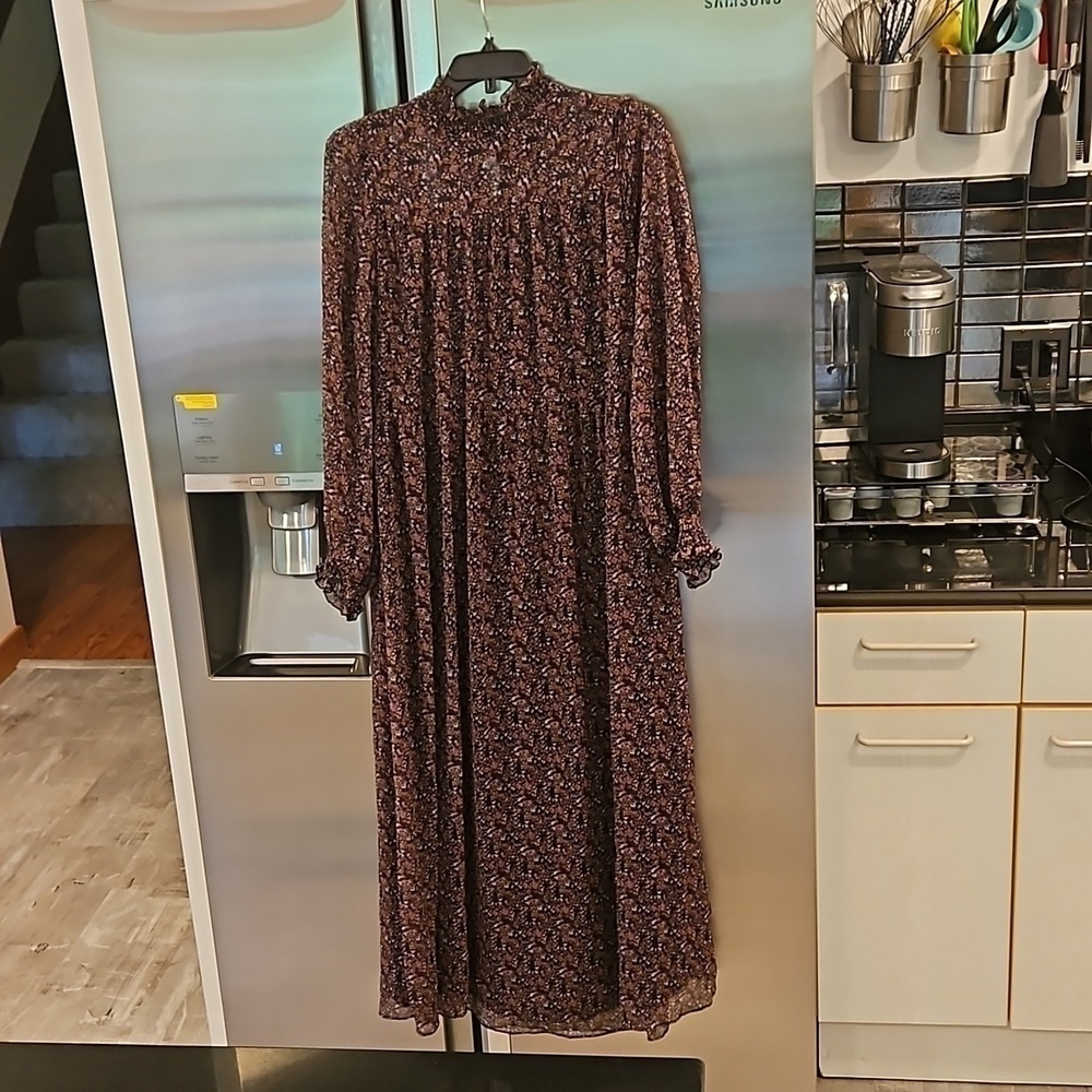 💕SANCTUARY💕 Mock Neck Georgette Maxi Dress ~ Micro-Floral Print 4 NWOT